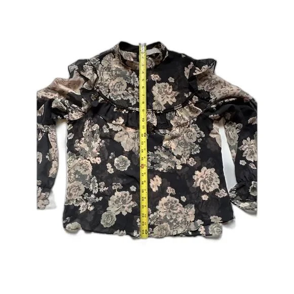 Adyson Parker Shear Floral Peasant Ruffle Blouse M - Picture 10 of 11